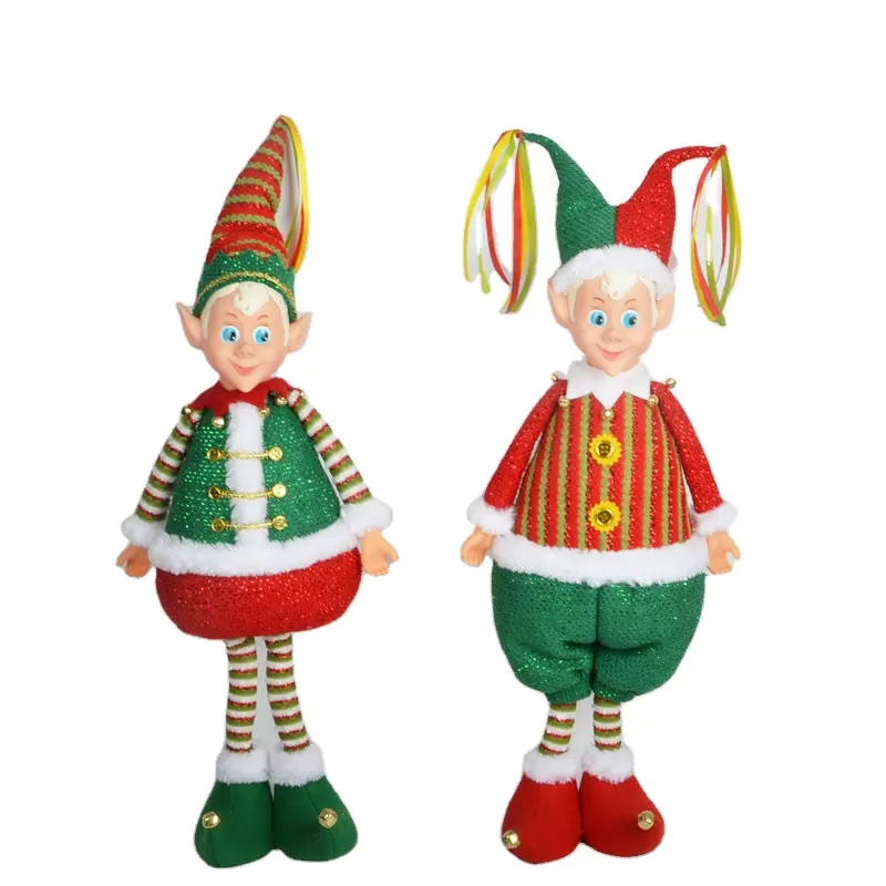 Navidad boneka elf Natal berdiri dekorasi mewah dengan bel kecil