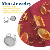 DIY Schmuckset Edelstahl Blanko Offene Manschettenringe Gold Silber Runde Quadratische Herrenringe Ovale Fassung Anpassbare Verstellbare Ringe Silberfarben