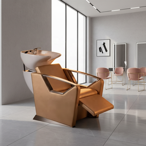 Fauteuil de lavage semi-inclinable HUIYI en cuir PU moderne, le plus vendu, pour salon de coiffure haut de gamme, mobilier de salon d'exportation - Product Image 5