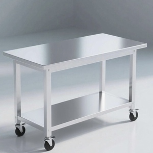 Bàn làm việc bằng thép không gỉ đạt chuẩn, có thể điều chỉnh chiều cao, dùng cho nhà hàng, bàn chuẩn bị thực phẩm bằng thép không gỉ - Product Image 3