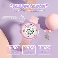Montre numérique pour enfants avec oreilles de chat mignonnes, étanche 30M, montre pour enfants avec lumière LED, alarme, chronomètre, bracelet en PU pour enfants, filles, étudiants