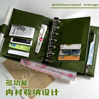 Portefeuille à spirales en cuir PU personnalisé, 6 anneaux, A7, classeur budgétaire, porte-monnaie, enveloppe pour argent liquide, mini carnet, journal, planificateur