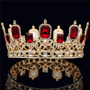 มงกุฎเจ้าสาวแบบบาโรกขนาดใหญ่ 6 สี สำหรับงานแต่งงาน ราชินี ราชา เจ้าสาว งานพรอม งานประกวด เครื่องประดับผม วงกลมประดับศีรษะ - Product Image 2