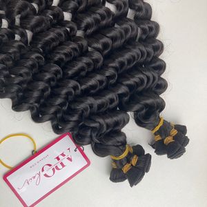 Deep Wave Virgin Vietnamese Human Hair <b>Extensions</b> 100% Natural Color 200g Hand Tied Weft <b>Cheap</b> Price - Product Image 5