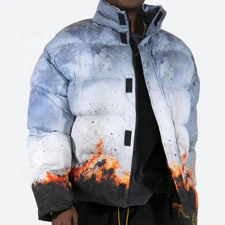 Winter Customized Sublimation Printed Puffer jacket Quilted Padded Jacket Bubble Jacket Men