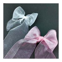 Pita Organza Berkualitas Tinggi Warna Solid dengan Glitter, Ikat Pita Mewah Buatan Tangan untuk Dekorasi Pernikahan, Ulang Tahun, Natal