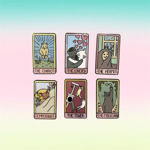 Penjualan terlaris grosir Pin Enamel kustom <span class=keywords><strong>Tarot</strong></span> Pin The Cat Moon Logo bintang kerajinan logam Pin Enamel keras - Product Image 3