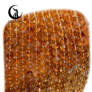 Zhe Ying wholesale 100% stone amber color Zambia natural citrine beads citrine natural beads