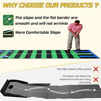 Tapis de putting en velours cristal portable, long tapis d'entraînement de golf avec support antidérapant, aide à l'entraînement au putting