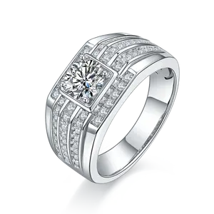 Обручальные обручальные кольца ювелирные изделия с позолоченным покрытием высокого качества в наличии 925 стерлингового серебра с 1ct муассанитового цвета, новинка для мужчин