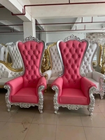 Chaises de luxe de mariage or blanc Royal chaises de canapé reine roi trône de fer pour hôtel de mariage