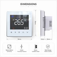 Termostato Inteligente con Pantalla Táctil TFT WiFi Tuya, Controlador de Calefacción Programable 5+2 para Caldera de Gas y Piso Radiante Eléctrico