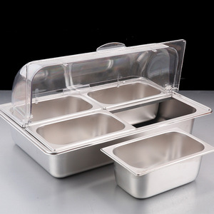 Plateau d'affichage de fruits en acier inoxydable facile à nettoyer rotatif à plusieurs niveaux pour les sandwiches de thé de l'après-midi de café de produits frais de <span class=keywords><strong>supermarché</strong></span> - Product Image 2