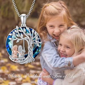 Venta al por mayor Regalos de joyería 925 Círculo de plata esterlina Cristal Árbol DE LA VIDA Collar de hermana de <span class=keywords><strong>dos</strong></span> tonos - Product Image 4