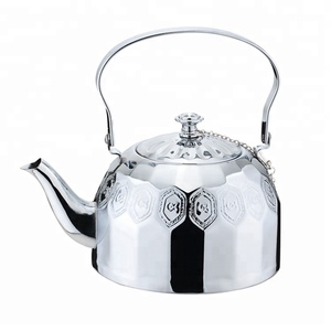 Tetera de Acero Inoxidable con Patrón Árabe en Relieve, Bicolor Plata y Oro, para Regalo de Ramadán, Suministro al por Mayor para Oriente Medio - Product Image 4