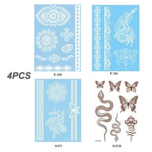 <span class=keywords><strong>Tatouage</strong></span> autocollant temporaire en <span class=keywords><strong>dentelle</strong></span>, pour femmes et adultes, collier de <span class=keywords><strong>bras</strong></span> d'art corporel, fleur blanche, pochoir de mariage indien Sexy, Henna, 1 pièce - Product Image 6