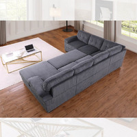 Sofá Seccional Moderno en Forma de U, Sofá Cama Extraíble Gris Oscuro Económico con Almacenamiento, Sofá Tapizado