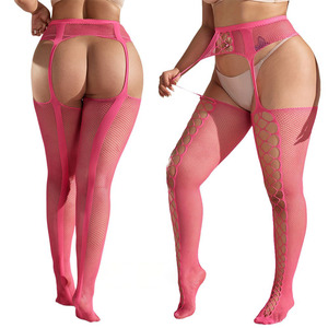 Lingerie sexy pour femmes, bas résille ajourés à bretelles, <span class=keywords><strong>collants</strong></span> résille, bas résille colorés <span class=keywords><strong>grande</strong></span> <span class=keywords><strong>taille</strong></span> - Product Image 2