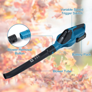 Batería de mano de 21V Powered2 Baterías 100MPH 120CFM Limpiador de hojas eléctrico de alta velocidad Soplador de aire Patio Jardín <span class=keywords><strong>Casa</strong></span> Soplador de hojas - Product Image 5