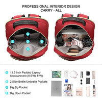 Tas Ransel Laptop Wanita Bergaya Quilted dengan Penutup Ritsleting, Port USB, Kapasitas Besar 16 Inci, Pegangan Lembut, Tali untuk Penggunaan Bisnis dan Sekolah