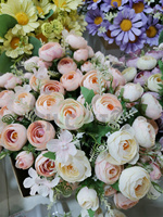 Nouvelles mini fleurs artificielles en soie, vente en gros de bouquets de roses, fleurs artificielles, têtes de fleurs
