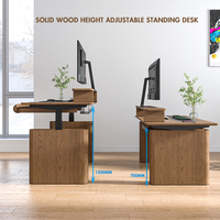 Bureau assis-debout moderne en bois massif à double moteur, modulaire, réglable en hauteur, électrique, avec tiroir