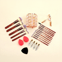 Ensemble de 24 pinceaux de maquillage Glitz and Glam avec strass, style professionnel, vente en gros, pinceaux de maquillage de luxe avec boîte cadeau