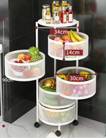 Chariot de rangement rotatif rond pour légumes ou fruits, panier pratique pour la cuisine - Vente chaude