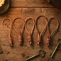 Cordon en cuir tressé fait main de 10 cm, porte-clés DIY, pendentif pour clé de voiture en cuir véritable, accessoires de poupée, breloque