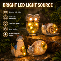 Lampe solaire LED d'extérieur IP44 étanche en résine, motif renard, hibou, escargot, hérisson, lumière décorative blanche chaude pour jardin