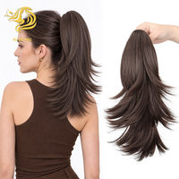 Extensions de cheveux queue de cheval à pince, postiche synthétique superposé pour femme, coiffure quotidienne