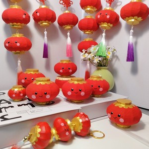 Wooden Lanterns With Chinese Style Tassels Round Decorative <b>Ornaments</b> For Chinese New Year Multi Piece Package - Product Image 4
