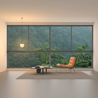 Ventana Corredera Moderna de Aleación de Aluminio EBON con Mosquitera Integrada, Doble Vidrio, Gran Vidrio, Aislamiento Térmico, Energy Star, para Cocina