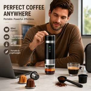 เครื่องชงกาแฟไฟฟ้าแบบพกพา สแตนเลสพรีเมียม 80 มล. หน้าจอดิจิตอล ชาร์จผ่าน USB เครื่องชงเอสเพรสโซแบบมือถือ ร้อนและเย็น - Product Image 4