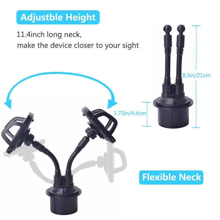 NAD Car Cup Phone Holder - 360 Rotating Extendable Arm One-Hand Operation Phone Mount Stand