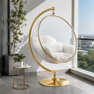 Silla Colgante de Burbuja Transparente de Acrílico con Estructura de Acero al Carbono, Columpio de Patio Interior/Exterior, Hamaca Tipo Huevo <span class=keywords><strong>para</strong></span> Balcón y Jardín, Ideal <span class=keywords><strong>para</strong></span> Relajarse - Product Image 3