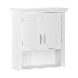 Mobile da <span class=keywords><strong>Bagno</strong></span> Sanyang Bianco a Parete con 2 Ante e Ripiano Aperto, Armadietto Moderno per <span class=keywords><strong>Bagno</strong></span> di Casa - Product Image 1