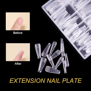 240 <span class=keywords><strong>faux</strong></span> ongles transparents en forme de cercueil, couvrance totale, en acrylique, ajustement naturel, extension rapide, fournitures de manucure pour salon - Product Image 2