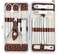 Ensemble de manucure Kit de coupe-ongles professionnel 18 pièces outil de soin des ongles de manucure en acier inoxydable pour salon à domicile