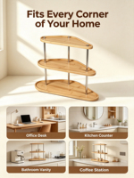 Organisateur de bureau triangulaire en bambou, étagère d'angle multifonctionnelle pour fournitures de bureau, cosmétiques, pots à épices, accessoires à café