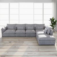Conjunto de Sofás Seccionales Modulares de Tela, Diseño Súper Cómodo, Estructura de Madera Sólida, Combinación Libre para Muebles de Sala