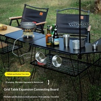 Table de rangement multi-niveaux pliable en fer à mailles rectangulaires pour camping et pique-nique, mobilier d'extérieur
