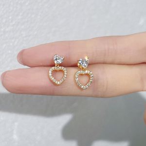 Pendientes de Plata de Ley con Baño de Dylam, Forma de Corazón, con Circonita Cúbica 5A, Joyería Fina para Mujer, Regalos de Aniversario y Cumpleaños - Product Image 4