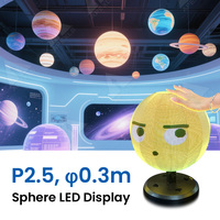 Écran LED sphérique à module souple à petit espacement de billes P2.5 à 360 degrés pour intérieur, diamètre 0,3 m, pour musée scientifique