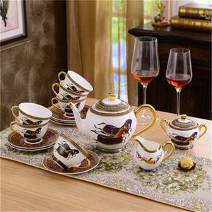 Promotional 15 Pcs Luxury Nordic Horse Dining Room Fine Bone China <b>Coffee</b> & <b>Tea</b> <b>Sets</b> - Product Image 2