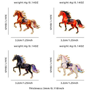 Broches en émail souple personnalisées Zodiaque Chinois Cheval, directement de l'usine - Impression UV, plaqué or, ODM OEM, badges porte-bonheur à thème Cheval au galop - Product Image 2