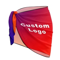 Vrouwen Korte Sarongs Strand Wrap Custom Tekst Logo Pure Bikini Wrap Cover Up Chiffon Strand Sarong Voor Zwembad Vakantie Feest In Bulk