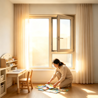Ventana Abatible de Aluminio con Doble Acristalamiento y Ventilación Completa, Cierre Multipunto Seguro para Climas Cálidos, Medio Oriente y África