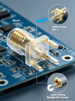Connecteur RF femelle plaqué or Aurora Yu SMA205 pour PCB, fabriqué en Chine, emballé en plateau pour la communication sans fil
