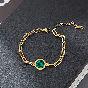 OEM Ensembles <strong>De</strong> Bijoux Turquoise Roman <strong>Numerals</strong> Women Gold Stainless Steel Jewelry Set - Product Image 3